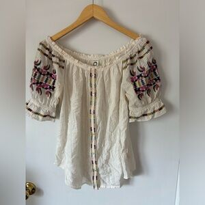 Anthropologie Embroidered Blouse